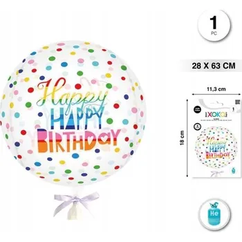 Balónek Foliový balónek kulatý Happy Happy Birthday 25''/28x63 cm