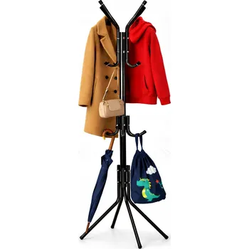 Věšák STOJACÍ VĚŠÁK NA OBLEČENÍ BUNDY 3 ÚROVNĚ KOVOVÝ PODLAHOVÝ DO KANCELÁŘE