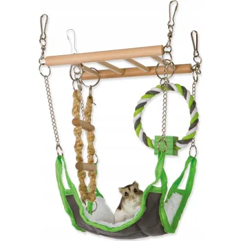 Hračka pro ptáka Závěsná hračka pro křečka a myšky, žebřík s houpací sítí a hračkami Trixie