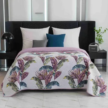 Přehoz na lůžko Přehoz na postel TROPIC bílý / růžový Rozměr: 220 x 240 cm