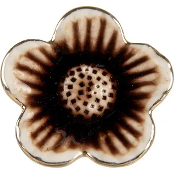 Dveřní kování Hnědo-béžová keramická úchytka ve tvaru květiny Natuche – 5x3 cm