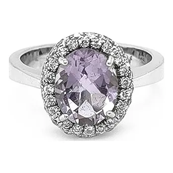 Prsten Zlatý Prsten s Ametystem a Diamanty 2010288