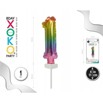 Balónek Fóliový balónek barvy duhy číslice 1, 4''/11 cm