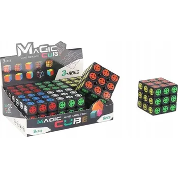 Hlavolam Rubikova kostka LOGICKÁ 3X3 SMAJLÍCI 5,7 CM - MAGIC CUBE S SMAJLÍKY PRO DĚTI