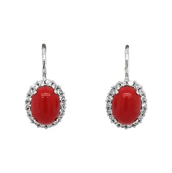 Náušnice Náušnice z Bílého Zlata s Korálem 7120063