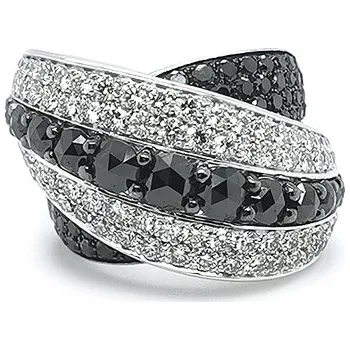 Prsten Zlatý Prsten s Černými a Bílými Diamanty CG90009