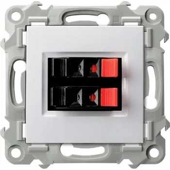 Elektrická zásuvka Ospel Dvojitá reproduktorová zásuvka SZAFIR BÍLÁ IP20 GG-2Z/m/00