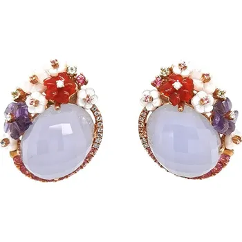 Náušnice Zlaté Náušnice Polodrahokamy a Diamanty 2020785