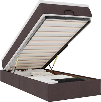 Postel VidaXL Rám postele otoman s matrací, hnědá, 90x200 cm, látka