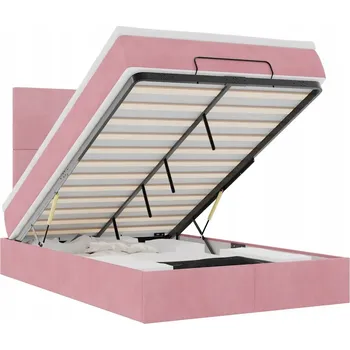 Postel VidaXL Rám postele s úložným prostorem a matracemi, růžový, 120x200 cm, samet