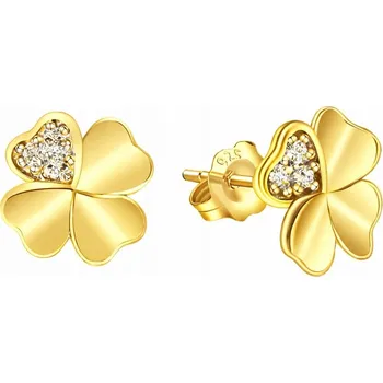 Náušnice Stříbrné náušnice pozlacené čtyřlístky šroubky tyčinky stříbro o ryzosti 925