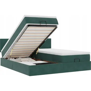 Postel VidaXL Rám postele s úložným prostorem a matracemi, zelená, 180x200 cm, samet