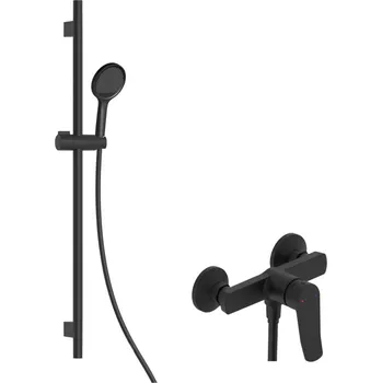 Sprchový set kielle Nefia - Sprchový set s baterií, tyčí, hadicí a sprchovou hlavicí EcoSpare, matná černá 20627SN34