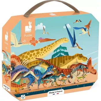 Puzzle Panoramatické puzzle v kufříku – dinosauři, 100 dílků