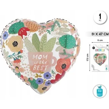 Balónek Fóliový balónek srdce Mom is the best 20''/51x47cm