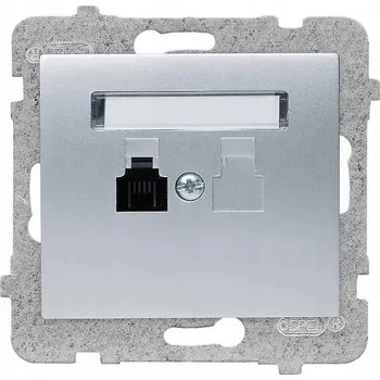 Elektrická zásuvka Polmark Sigma telefonní zásuvka GPT-1D/m barva stříbro