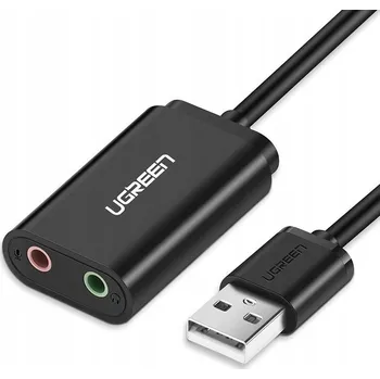 Zvuková karta UGREEN externí zvuková karta USB, adaptér minijack 3.5mm pro mikrofon, 15 cm