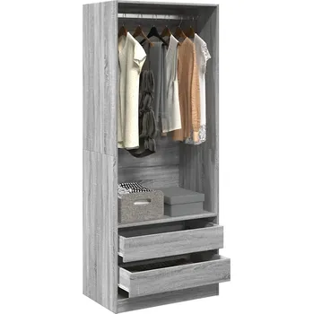 Šatní skříň Skříň, šedý dub sonoma, 80x50x200 cm, materiál: dřevotříska