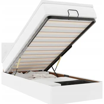 Postel Postel otomana s matrací, bílá, 90x190 cm, ekokůže