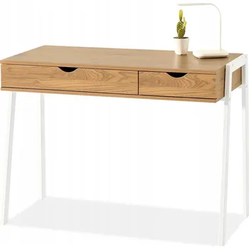 Psací stůl Obdélníkový psací stůl Mebel-Partner 100 x 45 x 75 cm, bílý/zlatý dub