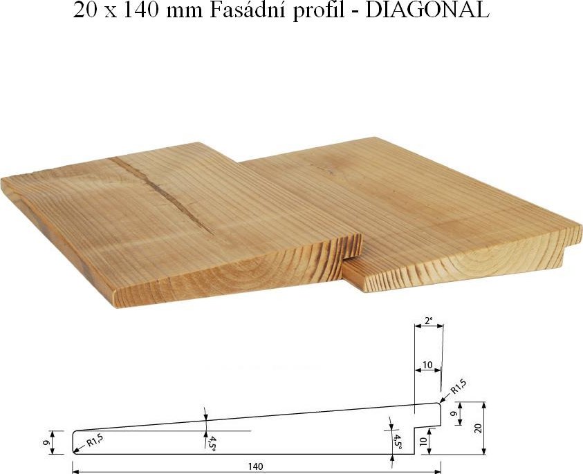 Fasádní palubka DIAGONÁL Thermoborovice 20x140mm