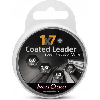 Iron Claw 1x7 Potahovaný návazec 12kg 5m Černý