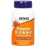 Now Vitamin D3 & K2 1000 IU 45 μg x 120 rostlinných kapslí