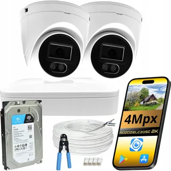 IP kamera Sada pro monitorování domu 2x venkovní IP PoE kamera 4MP s barevným nočním viděním + 1TB HDD