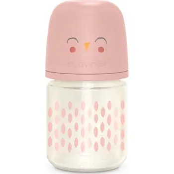 Kojenecká láhev SUAVINEX SKLENĚNÁ LÁHEV SX PRO BONHOMIA 120ML RŮŽOVÁ