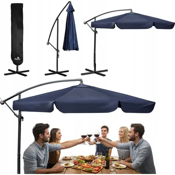Slunečník Plonos modrý s boční nohou slunečník 350 x 250 cm