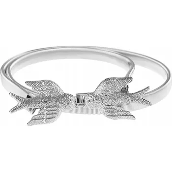 Opasek PÁSEK PRUŽNÝ KOVOVÝ ELASTICKÝ OZDOBNÝ DÁMSKÝ PLECH STŘÍBRNÝ VLAŠTOVKY