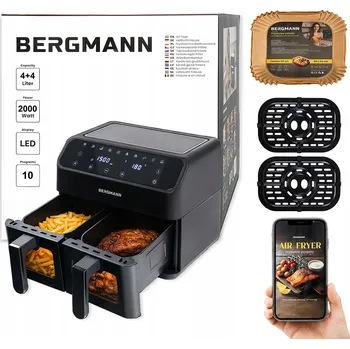 fritéza Horkovzdušná fritéza se dvěma koši 8L AIR FRYER BERGMANN 2000W 10v1