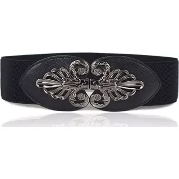 Opasek Dámský strečový pásek na šaty Vintage s přezkou Becer Černý