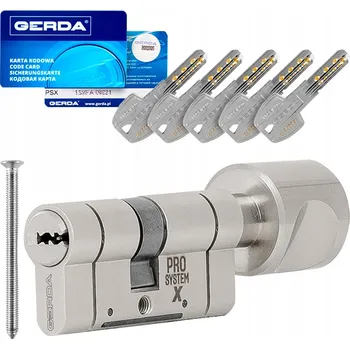 Vložka do dveří Cylindrická vložka s knoflíkem GERDA PSX 30G/30, certifikát C, bezpečnostní třída 6.2, nikl satén, 5 klíčů