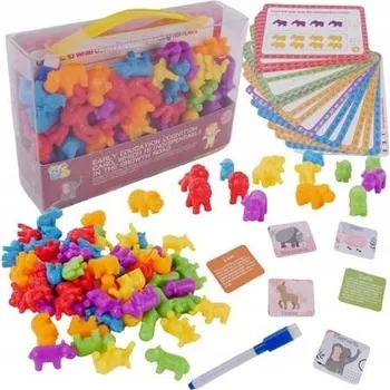 Dřevěná hračka VELKÁ EDUKAČNÍ SADA VÝUKA POČÍTÁNÍ BAREV MONTESSORI HRA TŘÍDIČ karty