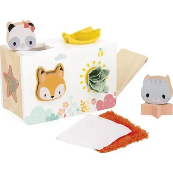 Dřevěná hračka Janod Pure Dřevěné třídění tvarů s látkami, věk: 1+