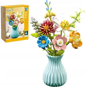 ostatní stavebnice Stavebnice kytice květin s vázou, 730 dílků, botanický dárek