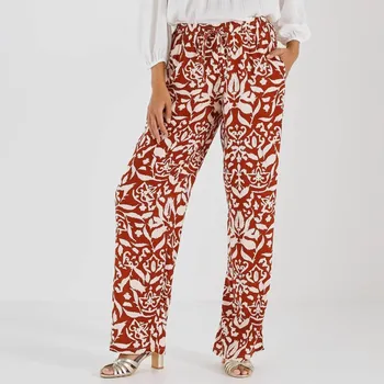 Pánské oblečení Široké splývavé kalhoty s potiskem terakota/béžová 56