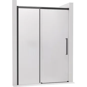CERANO - Sprchové posuvné dveře Lantono - levá - 8 mm - Soft-Close - černá matná, mléčné sklo - 150x195 cm