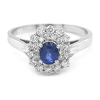 Prsten Zlatý Prsten se Safírem a Diamanty 2010591