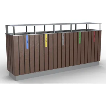 Popelnice HTI Koš na tříděný odpad Recyklát VIII Typ ukotvení: dlouhé (k zabetonování), Barva konstrukce: hnědá komaxit (RAL 8017)