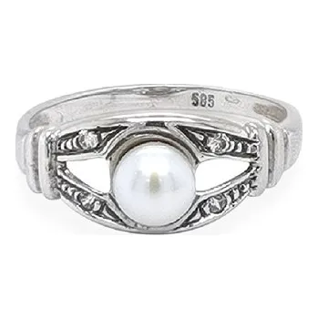 Prsten Zlatý Prsten s Perlou a Zirkony 7131525