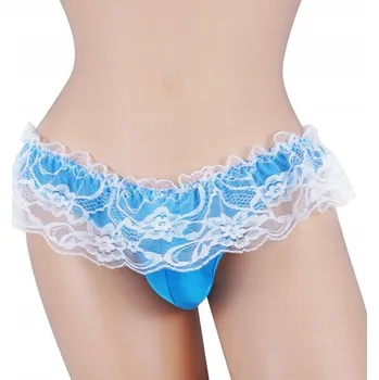 Dámské spodní prádlo Pánské krajkové tanga modré - M