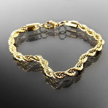 Náramek Pozlacený ocelový náramek spletený / točený design 0,5 cm č. 1424