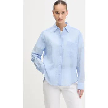 Dámská košile HUGO košile dámská z viskózy 50566750 modrá 05X, vel. 36