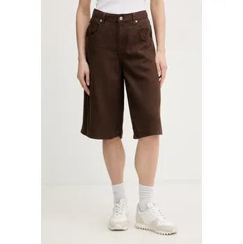 Dámské kraťasy Levi's šortky ženské lněné SUPER BAGGY LONG 008DW hnědá 89X, vel. 30