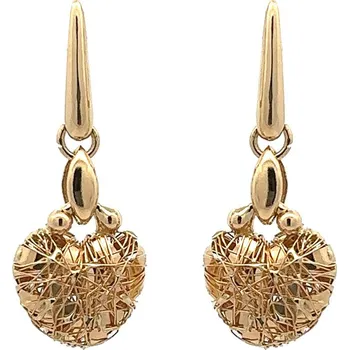 Náušnice Zlaté Visací Náušnice Srdce 7122774