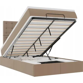 Postel VidaXL Rám postele s úložným prostorem (otoman) a matrací, cappuccino, 120x200 cm, umělá kůže