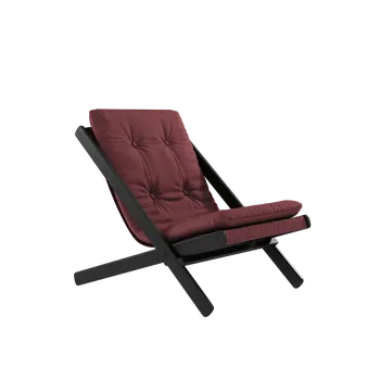 Křeslo KARUP Skládací křeslo BOOGIE černě lakované s bordó potahem