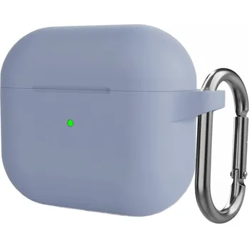 Pouzdro na mobilní telefon Silikonový ochranný obal s karabinou pro AirPods 3 - modrošedý